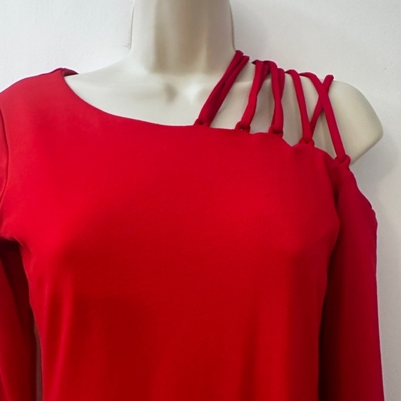 Susana Monaco Women’s Red Cut-Out Shoulder Dress, Size M - Long Sleeve - Picture 8 of 14